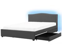 Sommier Lit Double avec Rangement 180 x 200 cm en Tissu Gris LED Bleu Montpellie [EEK: G]