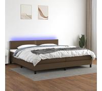 Sommier Matelas LED Letto Completo Marrone Scuro 200x200 cm con Testiera Regolabile e Luci LED Colorate a USB per Camera da Letto, Tessuto Traspirante 100% Poliestere, Molle insacchettate