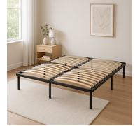 Sommier Noir Cadre Lattes Renforc et Soutien Rglable 6 Pieds 160x200 cm en Mtal -