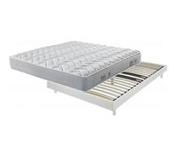 Sommier + Pieds + Matelas Blanc DecoKit 140x190