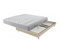 Sommier + Pieds + Matelas Chêne Clair DecoKit 140x190