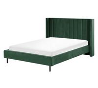 Sommier pour Lit Double 140 x 200 cm en Velours Vert Tête de Lit Haute Villette