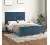 Sommier sans matelas bleu foncé 140x190 cm velours