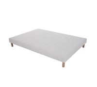 Sommier Tapissier - 140x190 - 12 lattes en pin massif - Blanc - Pieds offerts - ELITE