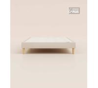 Sommier tapissier 90x200 cm Plus - Beige - Bois responsable - Qualité hôtelière - Fait en France et en Belgique - Tediber