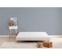 Sommier tapissier a lattes 140 x 190 cm - Bois massif blanc + Pieds - DEKO DREAM Rakenne