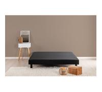 Sommier tapissier à lattes 140 x 190 cm - Bois massif noir + Pieds - DEKO DREAM Rakenne
