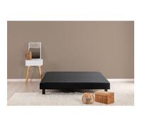 Sommier tapissier à lattes 140 x 190 cm - Bois massif noir + Pieds - DEKO DREAM Rakenne