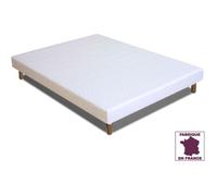 Sommier tapissier à lattes recouvertes - PROMO MATELAS - 120 x 190 - 12 lattes larges et rigides - Blanc