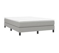 Sommier tapissier - AKOZON - 140x190 cm - Tissu gris clair - Lattes de contreplaqué - 2 places
