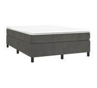 Sommier tapissier - AKOZON - 140x190 cm - Velours gris foncé - Lattes de contreplaqué - 2 places