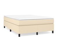 Sommier tapissier - AKOZON - 140x200 cm - Tissu Crème - 2 places - À ressorts