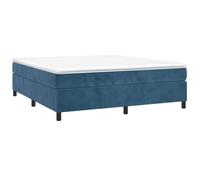 Sommier tapissier - AKOZON - 160x200 cm - Velours bleu foncé - Lattes de contreplaqué - 2 places