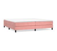 Sommier tapissier - AKOZON - 200x200 cm - Velours Rose - A ressorts - 2 places