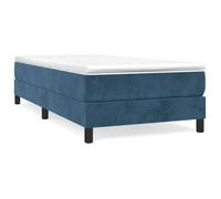 Sommier tapissier - AKOZON - 90x200 cm - A ressorts - Velours doux - Bleu foncé