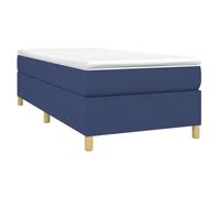 Sommier tapissier - AKOZON - 90x200 cm - Tissu bleu - Lattes de contreplaqué - 1 place