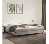 Sommier tapissier - ALOMEJOR - 200x200 cm - Velours gris clair - 2 places - À ressorts