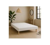 SOMMIER TAPISSIER BLANC 140x190 cm | FABRICATION FRANÇAISE ARTISANALE | PIEDS OFFERTS | HAUTEUR avec PIEDS 27 cm - 140x190blanceco