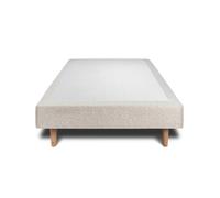 Sommier Tapissier Bouclette Beige 90x200 H29cm Sommeil de plomb - Sommier en bois massif avec Pieds bois cones 15 cm