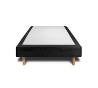 Sommier Tapissier Bouclette Noir 90x200 H35cm Sommeil de plomb - Sommier en bois massif avec Pieds bois cones 15 cm
