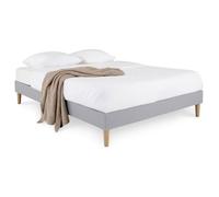 Sommier tapissier BREST 160 x 200 cm structure en bois et revêtement en tissu gris, cadre de lit avec pieds
