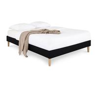 Sommier tapissier BREST 160 x 200 cm revêtement tissu - Noir Noir