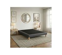 Sommier tapissier déco simili gris foncé Astre 140x190 cm