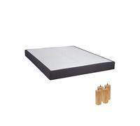 Tapikit - Sommier Tapissier Démontable 2x20 Lattes 140x190cm Anthracite + Pieds Bois 15cm
