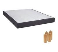 TAPIKIT - Sommier Tapissier Démontable 2x20 Lattes 140x190cm Anthracite + Pieds Bois 15cm - Altobuy Blanc