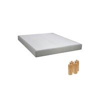 Sommier Altobuy TAPIKIT - Sommier Tapissier Démontable 2x20 Lattes 140x190cm Lin + Pieds Bois 15cm -