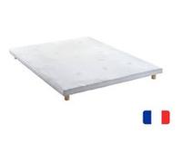 Sommier tapissier extra plat à lattes multiplis 140x190 Blanc