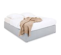 IDIMEX Sommier tapissier Maya 120 x 190 cm Structure en Bois et revêtement en Tissu Gris, Cadre de lit avec Pieds et sommier à Lattes pour 1 Personne