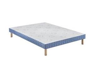 Sommier tapissier Merinos confort ferme + pieds 140x190 Bleu, Bleu G