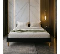 Sommier Tapissier Noir 140x190 avec Pieds 20 cm - 2 x 13 Lattes, Solide et Confortable - SOMMIER MINA NOIR