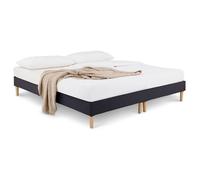 Sommier tapissier RENNES 180 x 200 cm structure en bois et revêtement en tissu noir, cadre de lit avec pieds