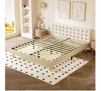 Sommier Tapissier,Sommier 140x190,Solide et Confortable Lit 140*190cm,1x14 Lattes,6 Pieds,Hauteur du Cadre de lit 29 cm,Beige