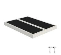 Sommier tapissier SR15 beige 2x90x200 Lattes bois massif - H.15 cm - Made in France Beige