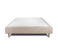 Sommier Tapissier Tissu Beige brun 160x200 H35cm Sommeil de plomb - Sommier en bois massif avec Pieds bois cones 15 cm