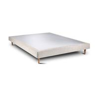 Sommier Tapissier Tissu Beige clair 160x200 H29cm Sommeil de plomb - Sommier en bois massif avec Pieds bois cones 15 cm