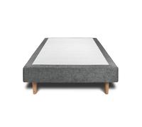 Sommier Tapissier Tissu Gris anthracite 80x200 H35cm Sommeil de plomb - Sommier en bois massif avec Pieds bois cones 15 cm