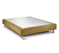 Sommier Tapissier Tissu Jaune 140x190 H35cm