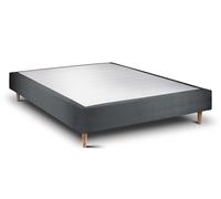 Sommier Tapissier Velours Gris anthracite 160x200 H35cm
