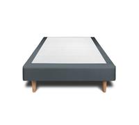 Sommier Tapissier Velours Gris anthracite 80x200 H29cm Sommeil de plomb - Sommier en bois massif avec Pieds bois cones 15 cm