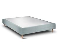 Sommier Tapissier Velours Gris bleut 135x190 H35cm
