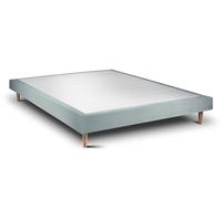 Sommier Tapissier Velours Gris bleut 140x190 H29cm