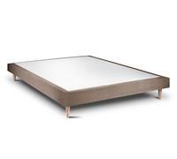 Sommier Tapissier Velours Taupe 150x200 H29cm