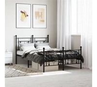 vidaXL Cadre de lit métal – sommier à lattes sans matelas 120x190 cm noir
