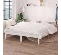 vidaXL Cadre de lit 810128 – À lattes sur pied, lit double blanc bois
