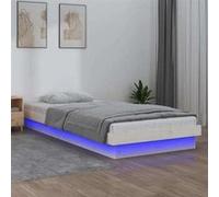 vidaXL Cadre de Lit à LED Sommier à Lattes Lit Simple Lit Adulte Cadre à Lattes sur Pied Meuble de Chambre à Coucher Blanc 819998