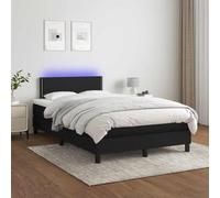 Sommiero Letto con Matassa e LED 120x200 cm Nero, Base Imbottita con Testiera Regolabile, Raccoglitore con Luci a Colore, Materasso a Molla Insaccata e Topper, Cornice della Stanza da Letto